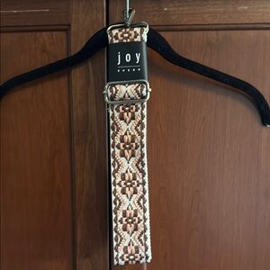 Joy Susan Tan and Cream Geometric bag strap